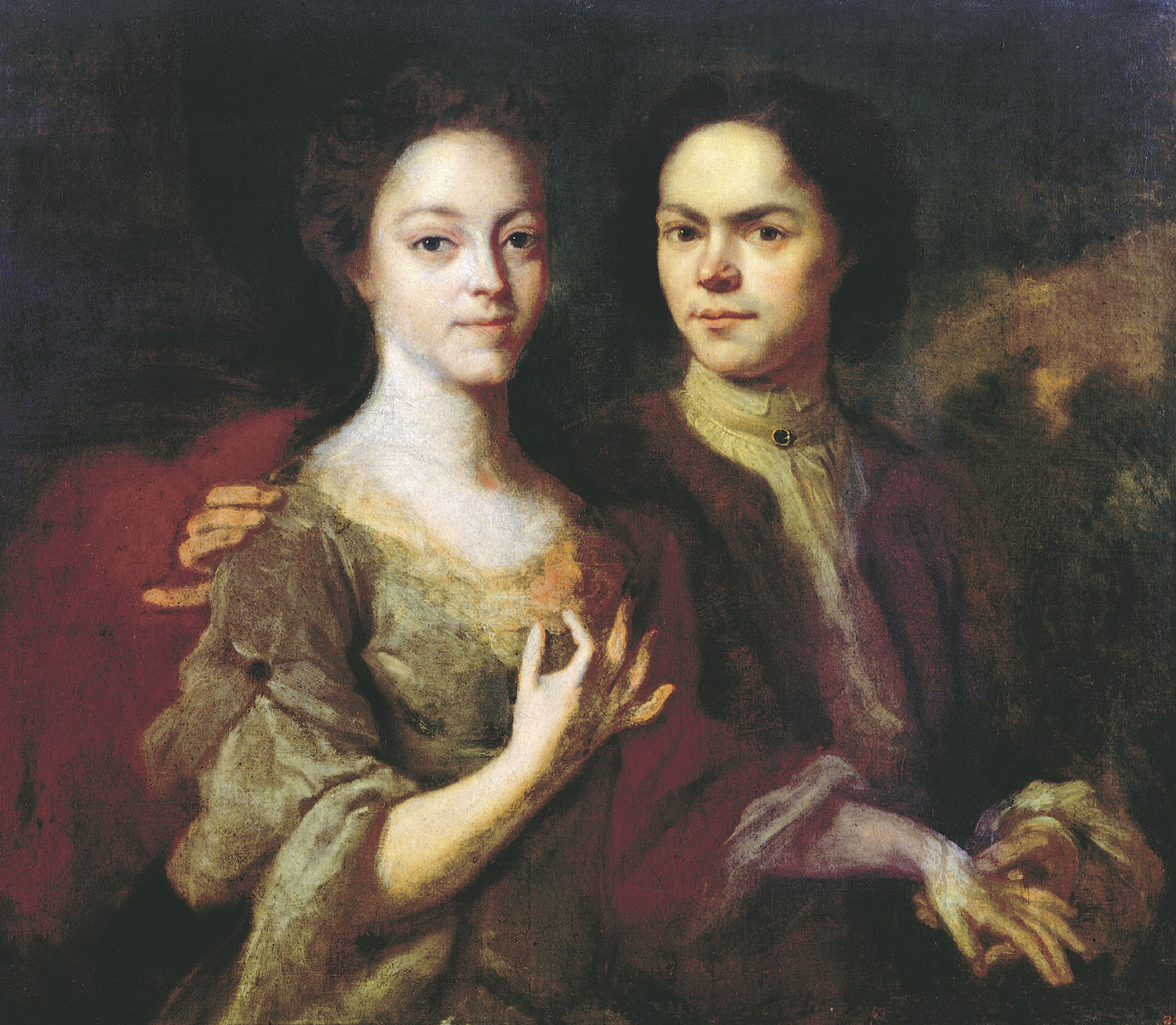 Андрей Матвеев. "Автопортрет художника с женой". 1729.